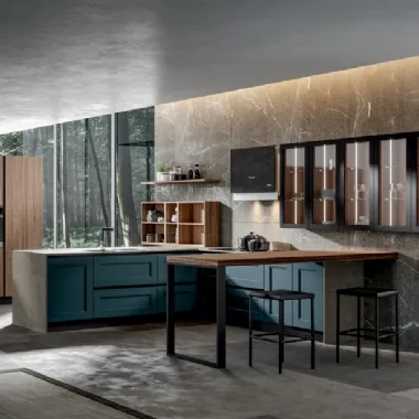 Cucina Moderna Boston con penisola in laccato e melaminico di Home Cucine