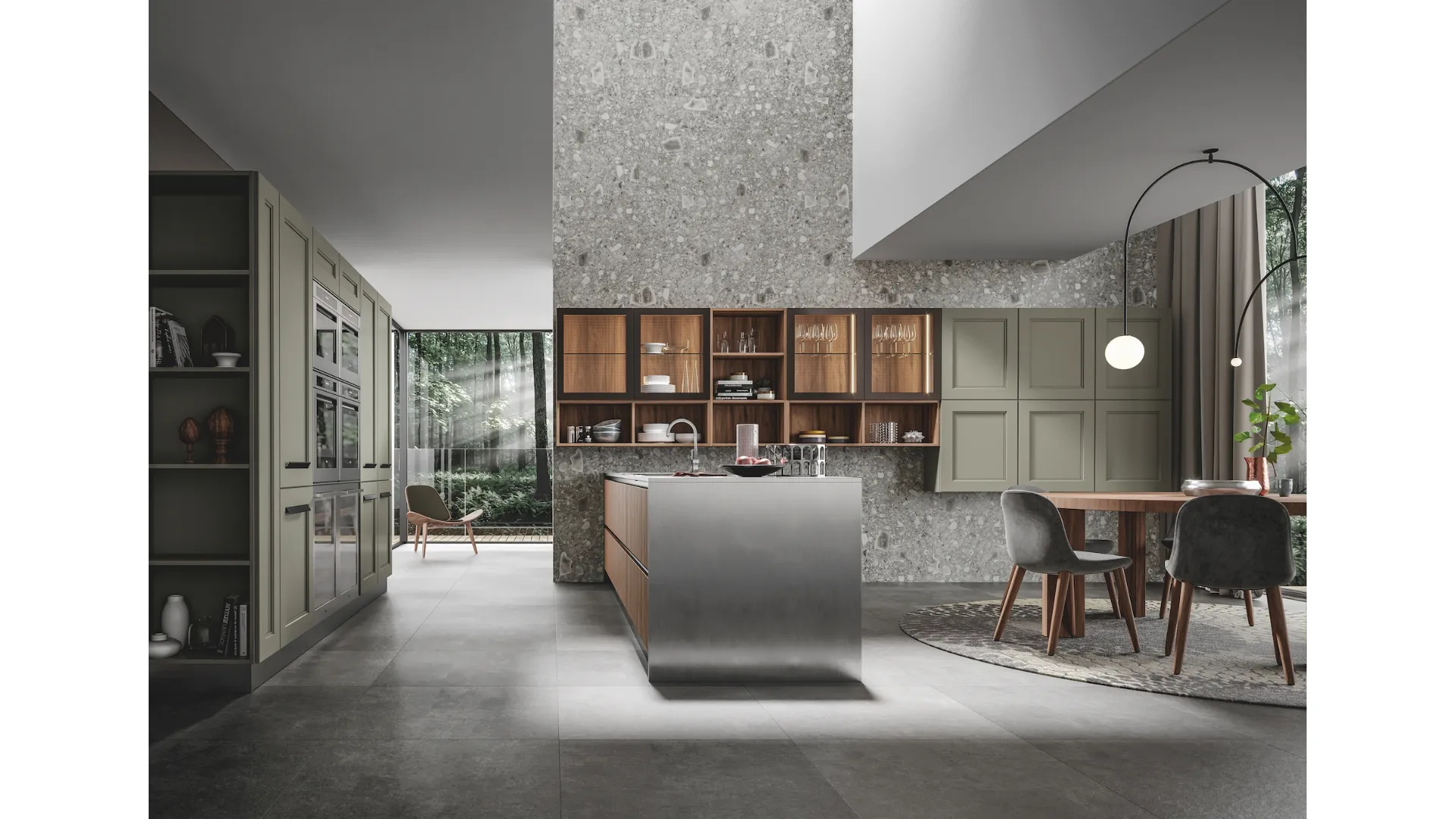 Cucina Moderna Boston con penisola in laccato e melaminico di Home Cucine