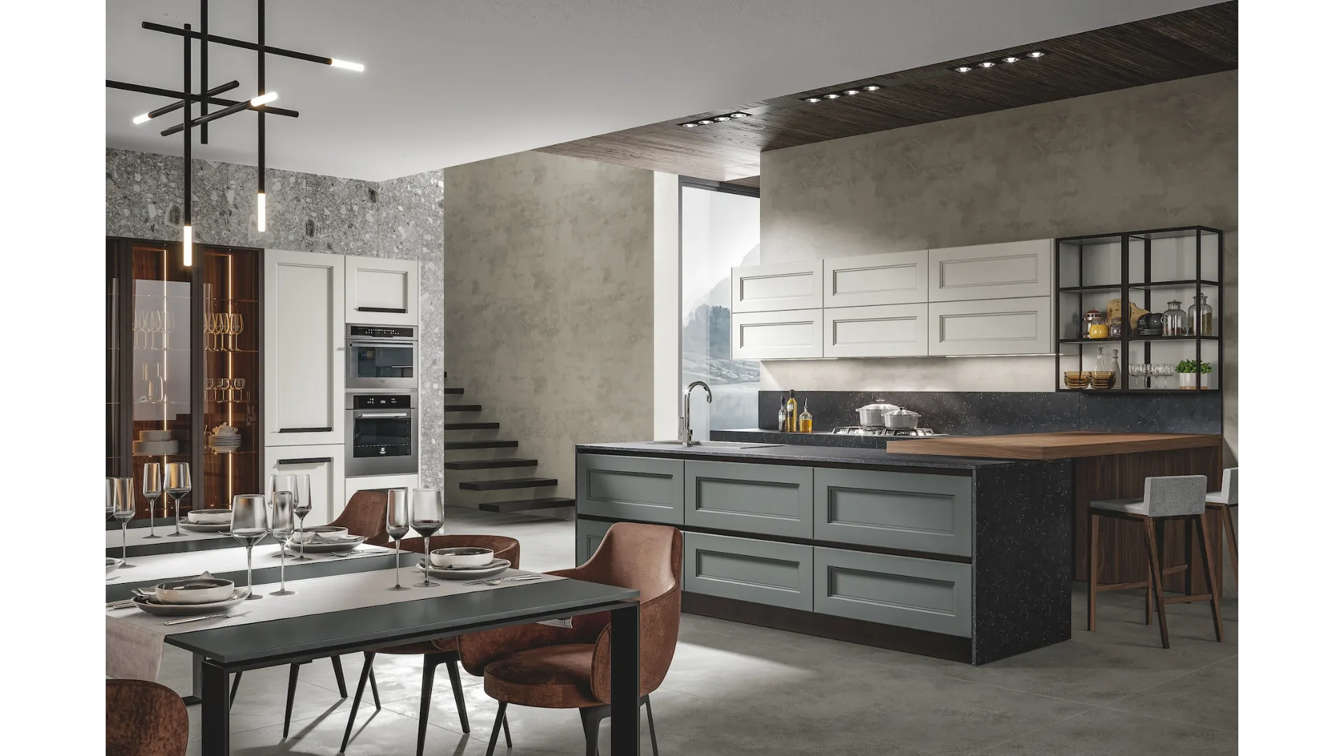 Cucina Moderna Boston in laccato con penisola di Home Cucine