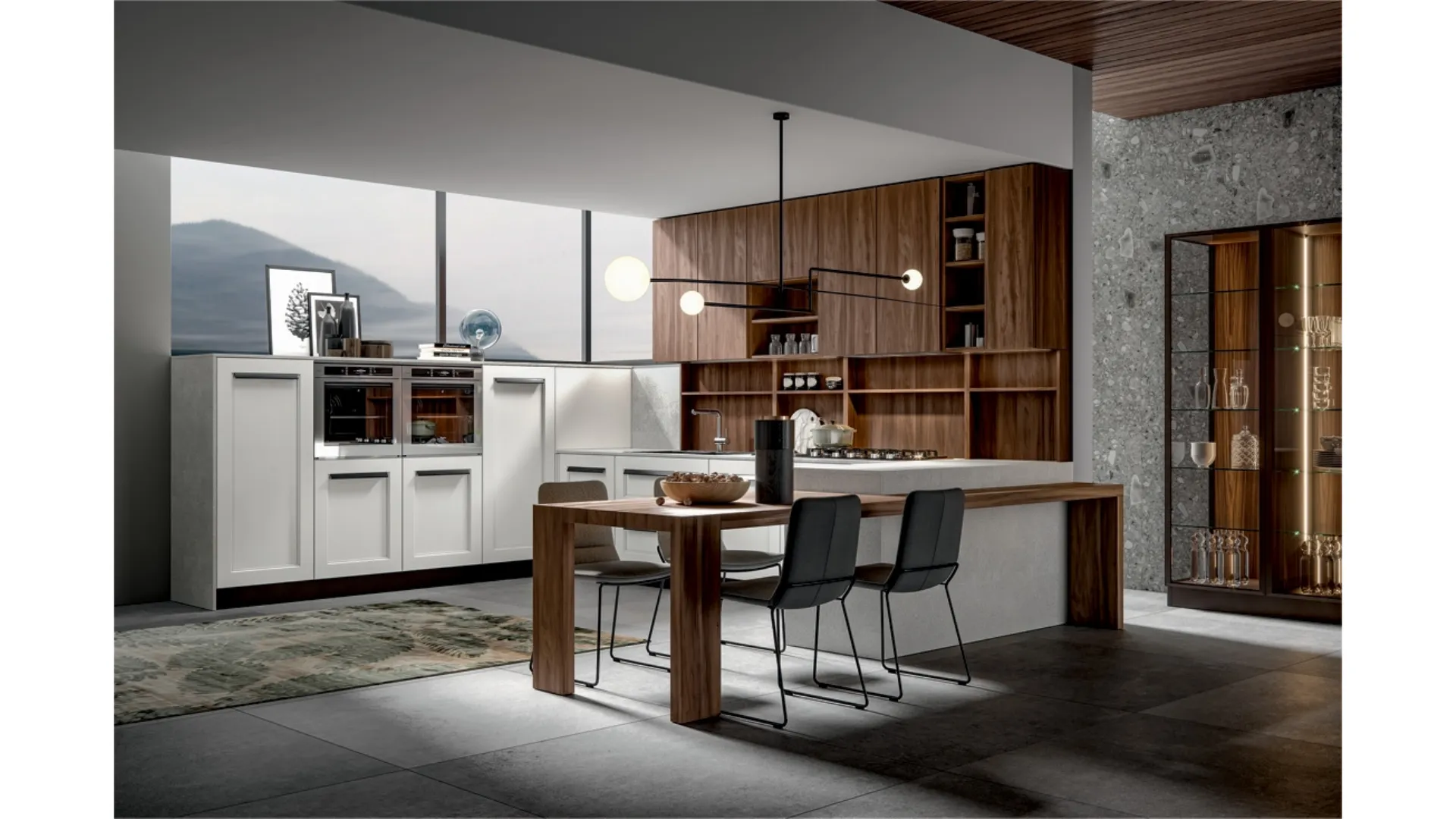 Cucina Moderna Boston con penisola in laccato e melaminico di Home Cucine