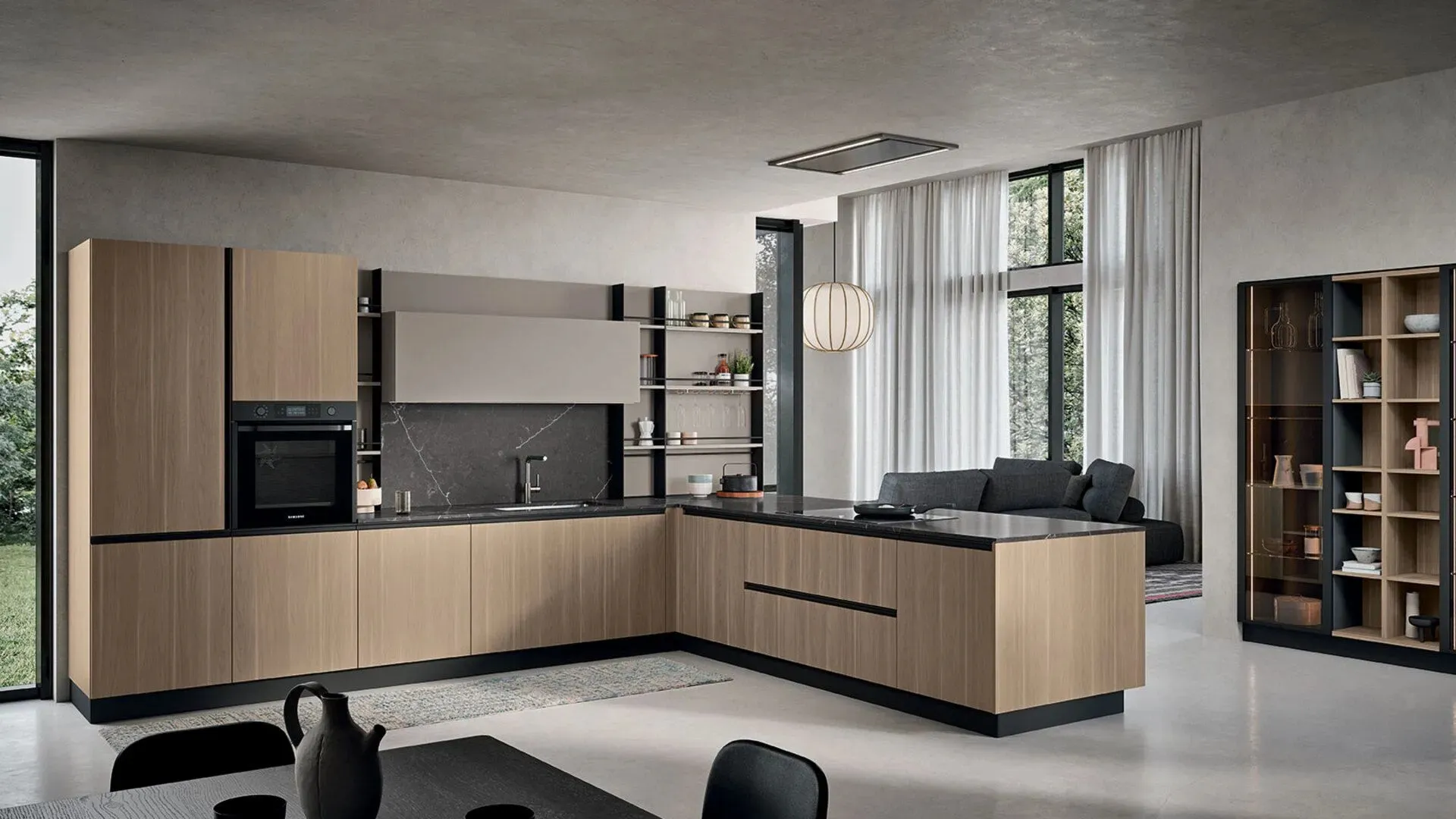 Cucina Moderna con penisola Colibrì Presa di Forma Cucine