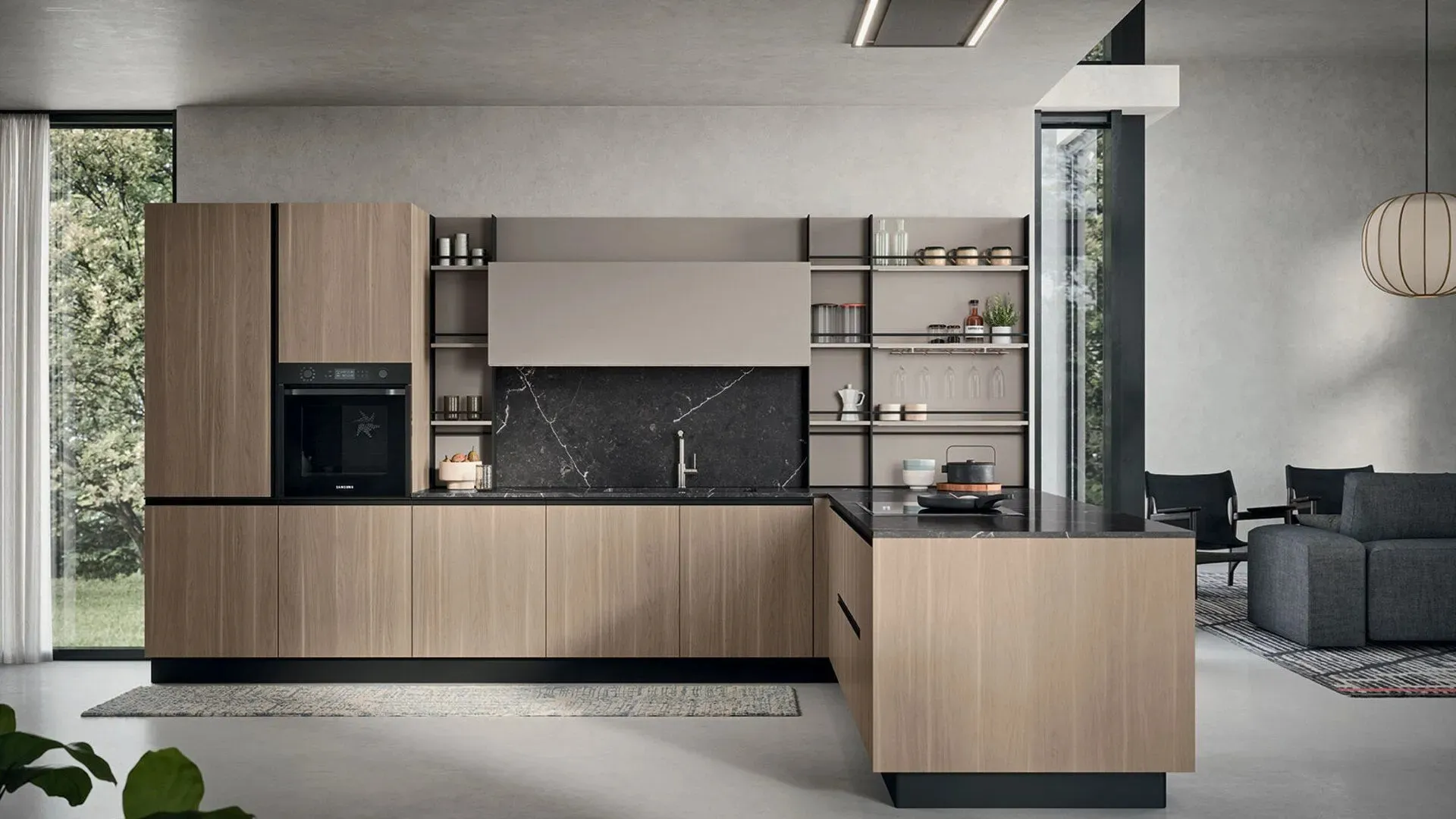 Cucina Moderna con penisola Colibrì Presa di Forma Cucine