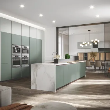 Cucina Moderna con isola Era con isola in PVC laccato opaco di Home Cucine