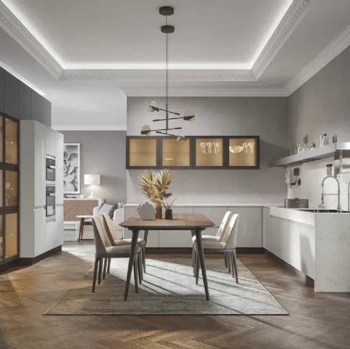 Cucina Moderna Era angolare in PVC laccato lucido e opaco di Home Cucine