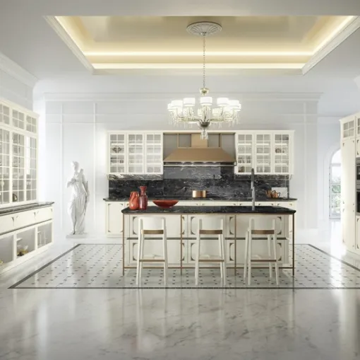 Cucina Moderna con isola Kelly Bianco Luce di Snaidero