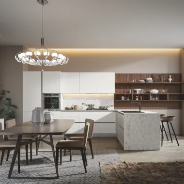 Cucina Moderna Genesi con penisola in pet Camelia di Home Cucine