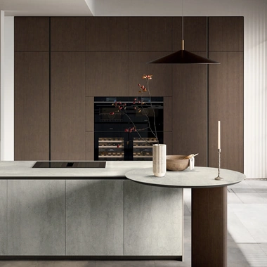 Cucina Moderna in gres con penisola Glass di Arredo3