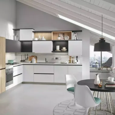 Cucina Moderna angolare Joy Bianco e Rovere di Snaidero