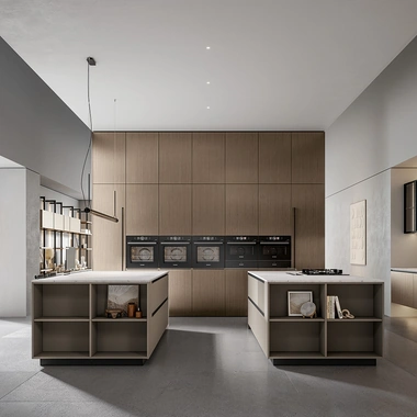 Cucina Moderna Nexa con doppia isola in laminato e pet laccato di Home Cucine
