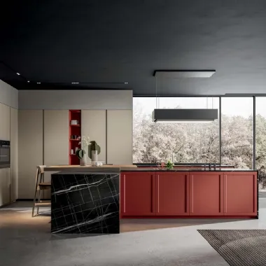 Cucina Moderna Nexa con isola in laccato di Home Cucine