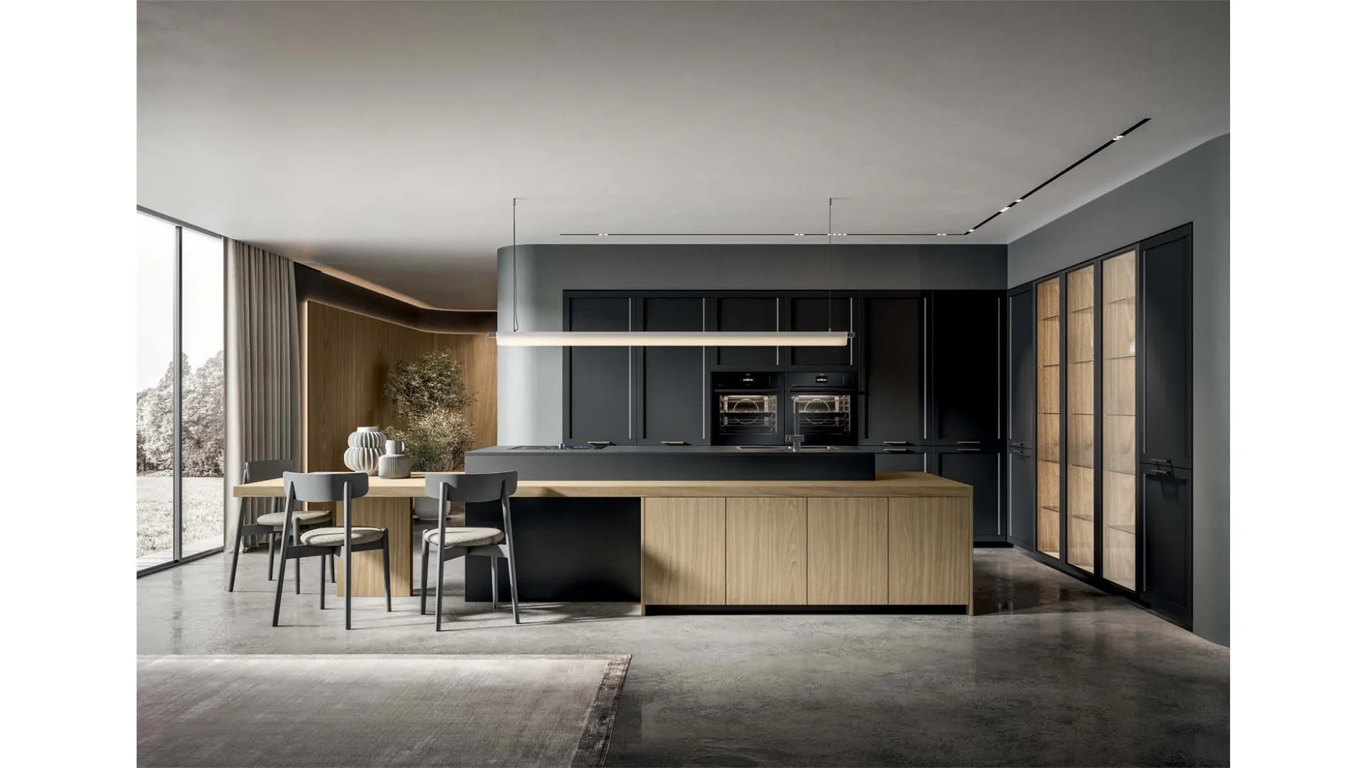 Cucina Moderna Nexa con isola in laccato e laminato di Home Cucine