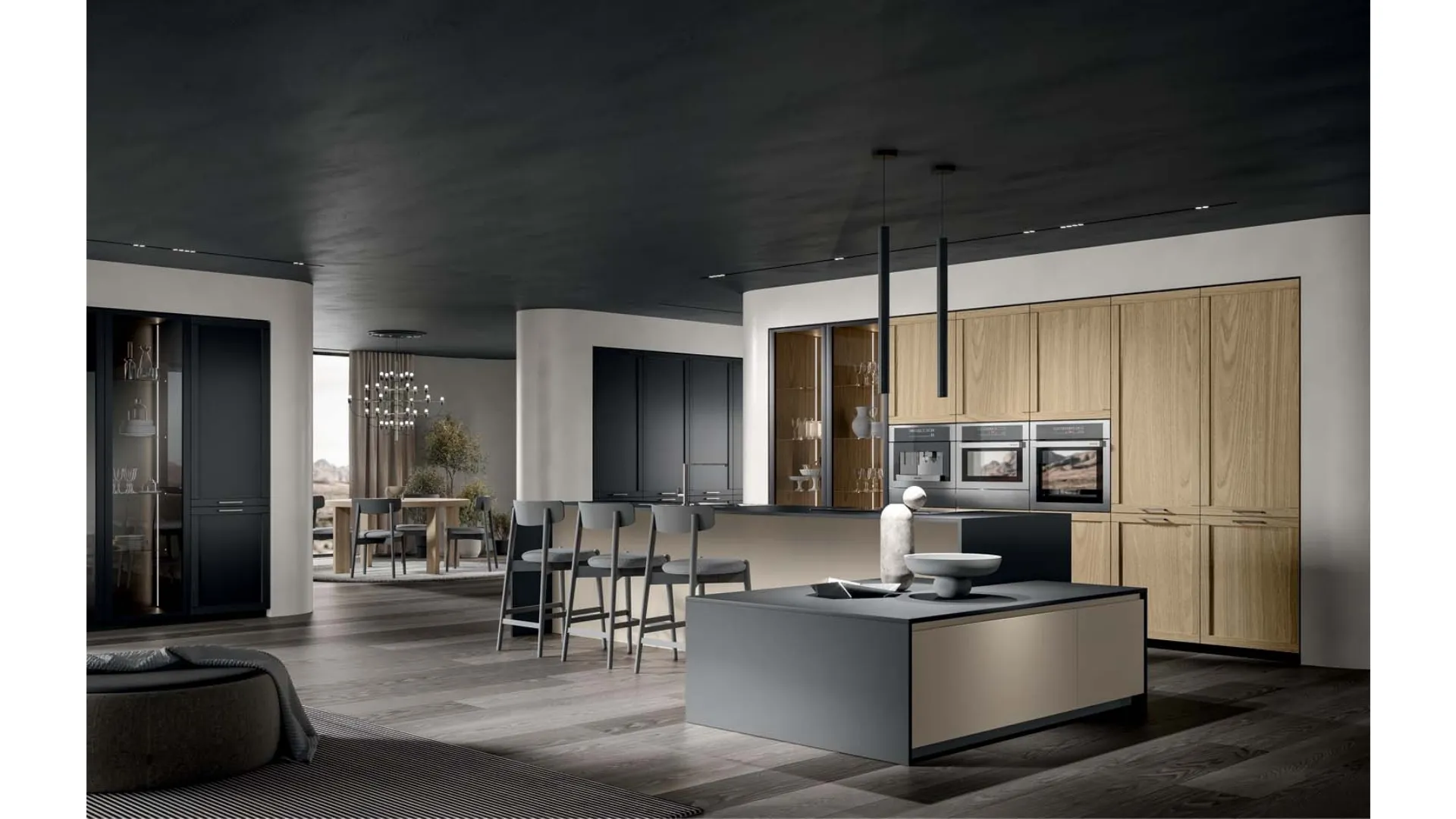 Cucina Moderna Nexa con isola in laccato e laminato di Home Cucine