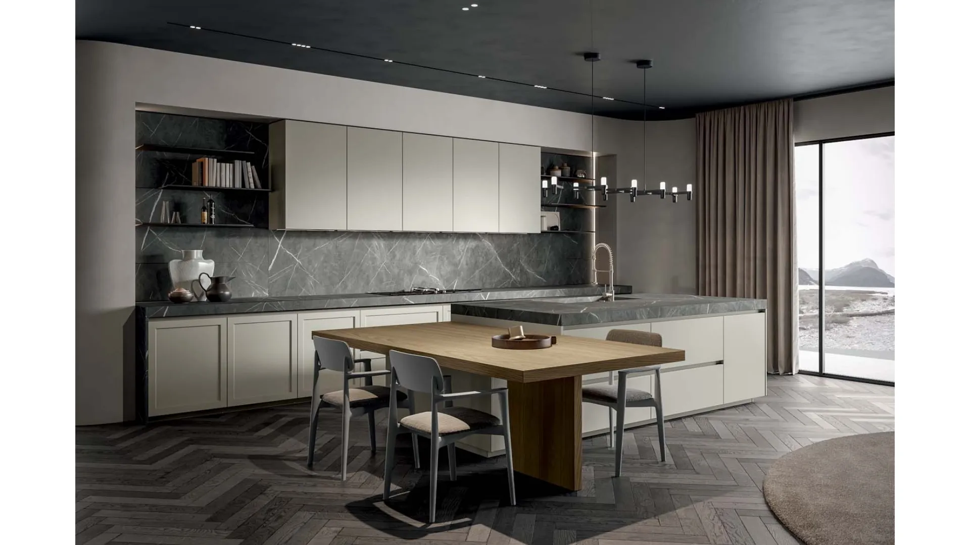 Cucina Moderna Nexa con isola in laccato di Home Cucine