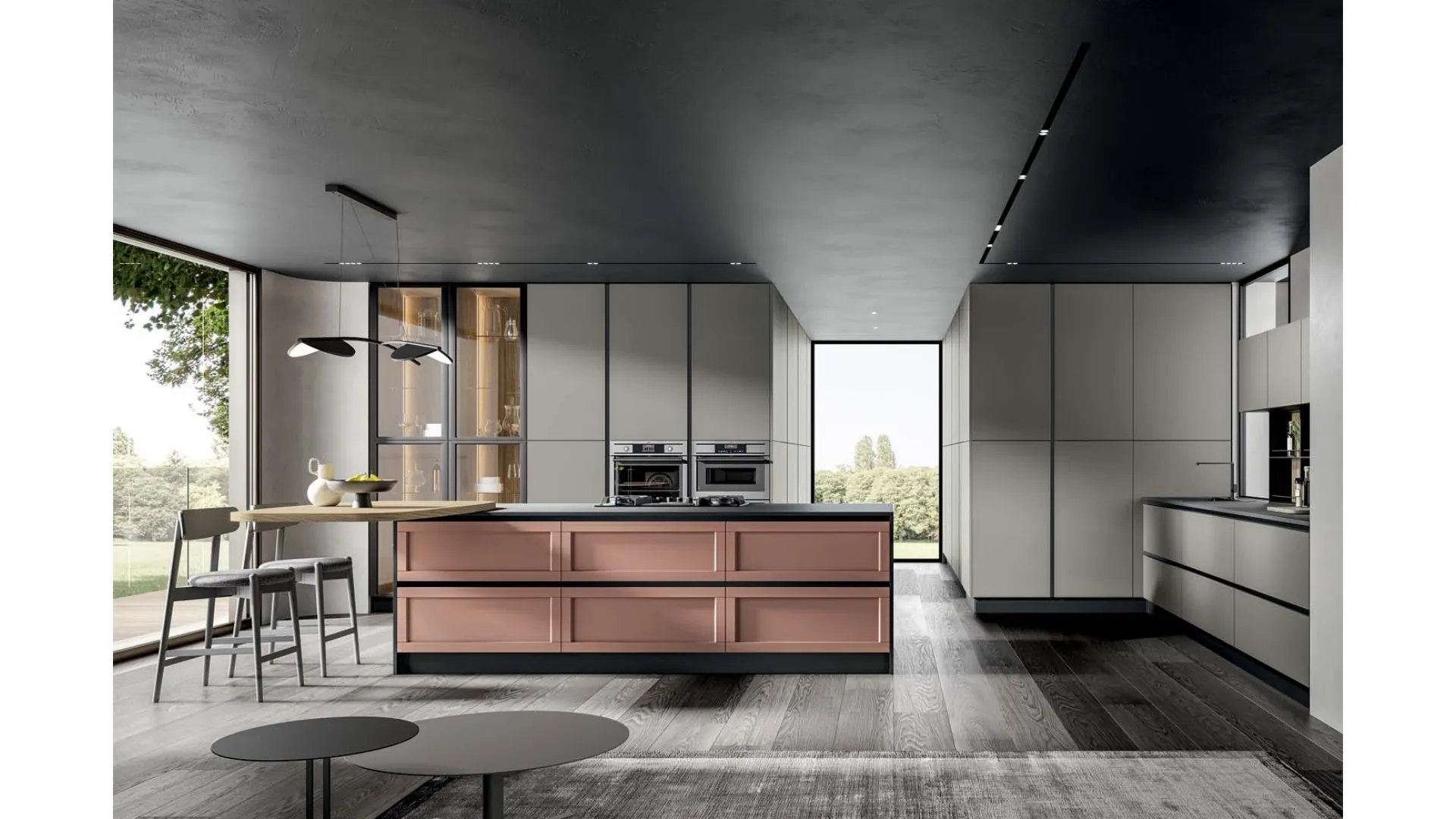 Cucina Moderna Nexa con isola in laccato di Home Cucine