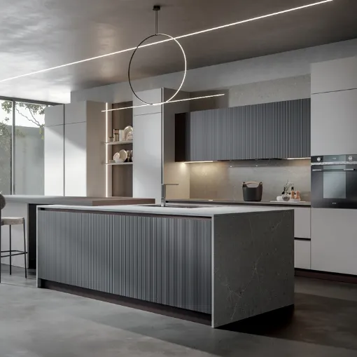Cucina Moderna Palù con penisola in PVC di Home Cucine